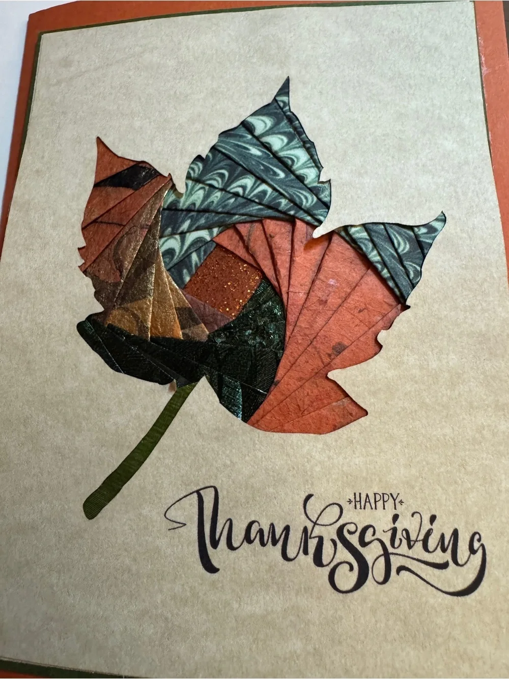 Handmade Iris folding Autumn Leaf Thanksgiving Card